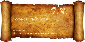 Tomecz Márta névjegykártya